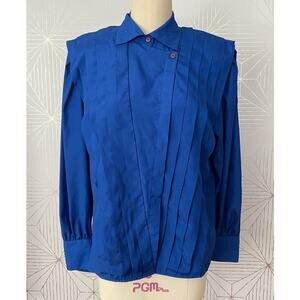 Vintage 1980's Panther bold statement pleated blouse with shoulder pads sz 11/12